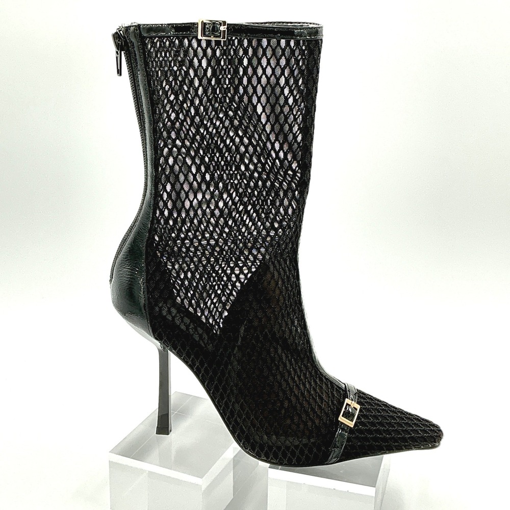 Steve Madden Size 7.5 Bootie Black Mesh Pointed Toe Stiletto NEW Ashlin $120